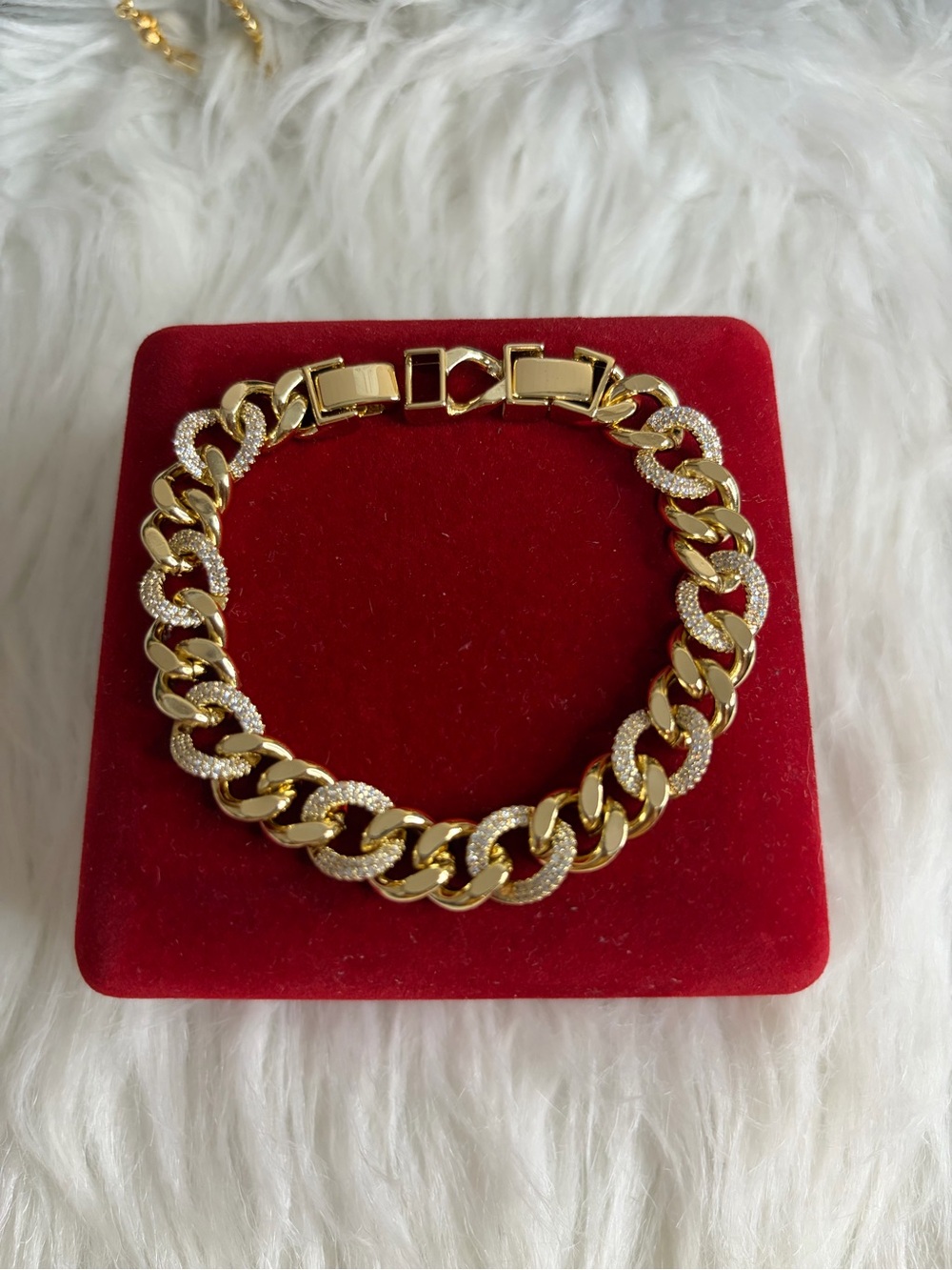 Gold-Tone Pavé Cuban Link Bracelet - Elegant Women’s Jewelry